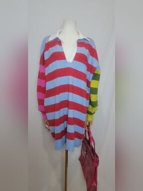 Maeve x Anthropologie Oversized Colorful Striped Sweater Dress, Size Small